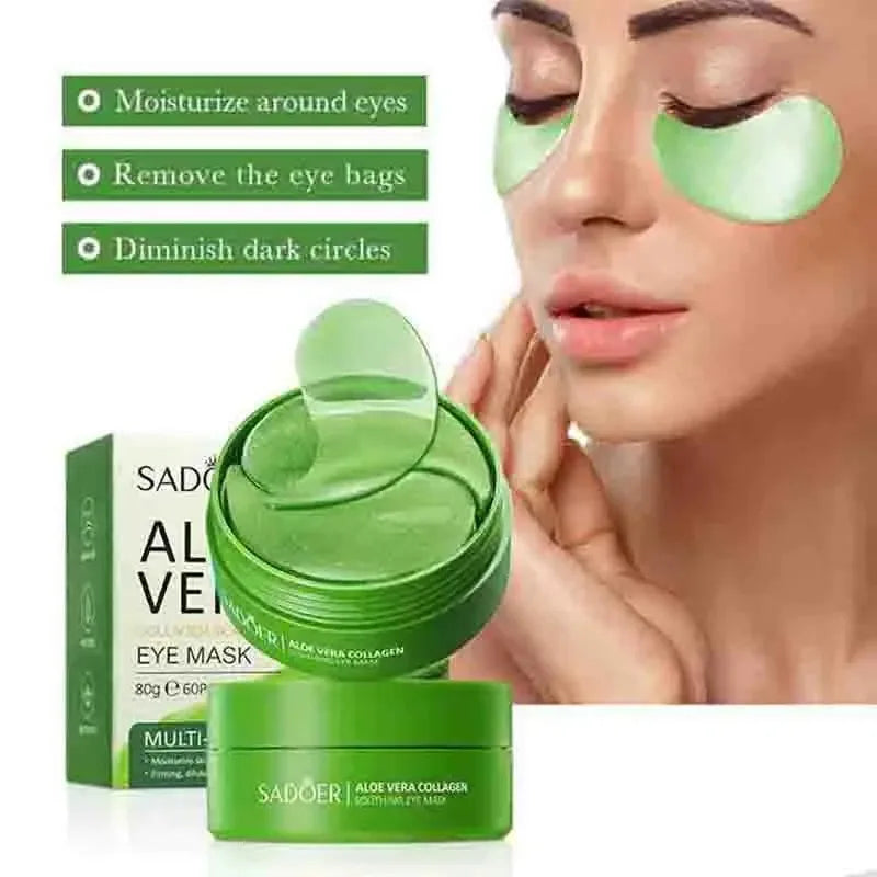 REAROYA 60pcs aloe vera collagen under eye patches for dark circles and puffiness treatment.