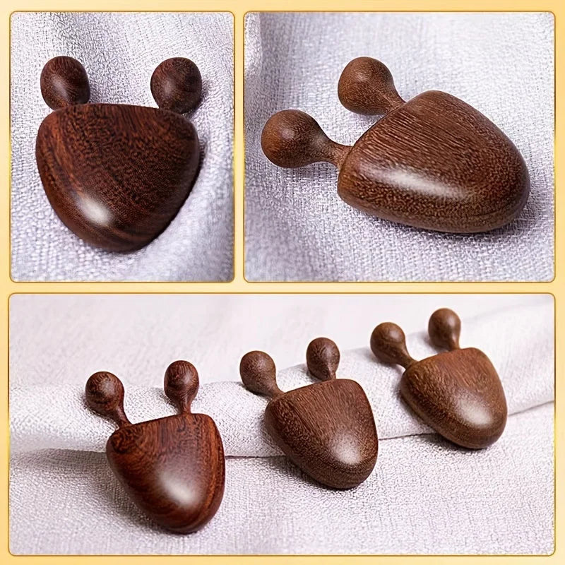Sandalwood face and nose massager by amzzonstore, snail-shaped facial meridian massage tool for eye relief and skin relaxation.