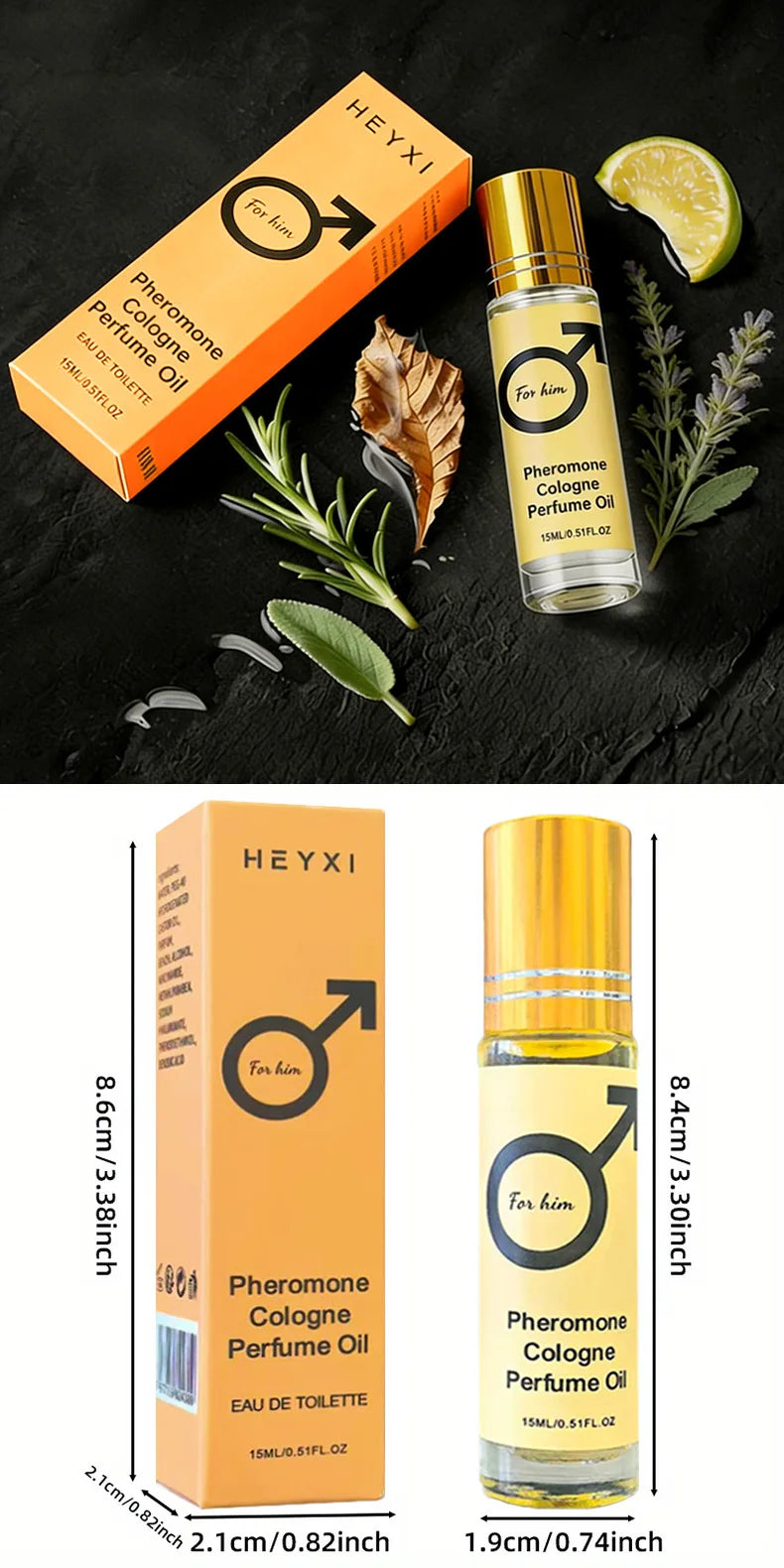 Amzzonstore pheromone cologne perfume oil for men and women, portable travel fragrance with romantic scent in a sleek bottle.