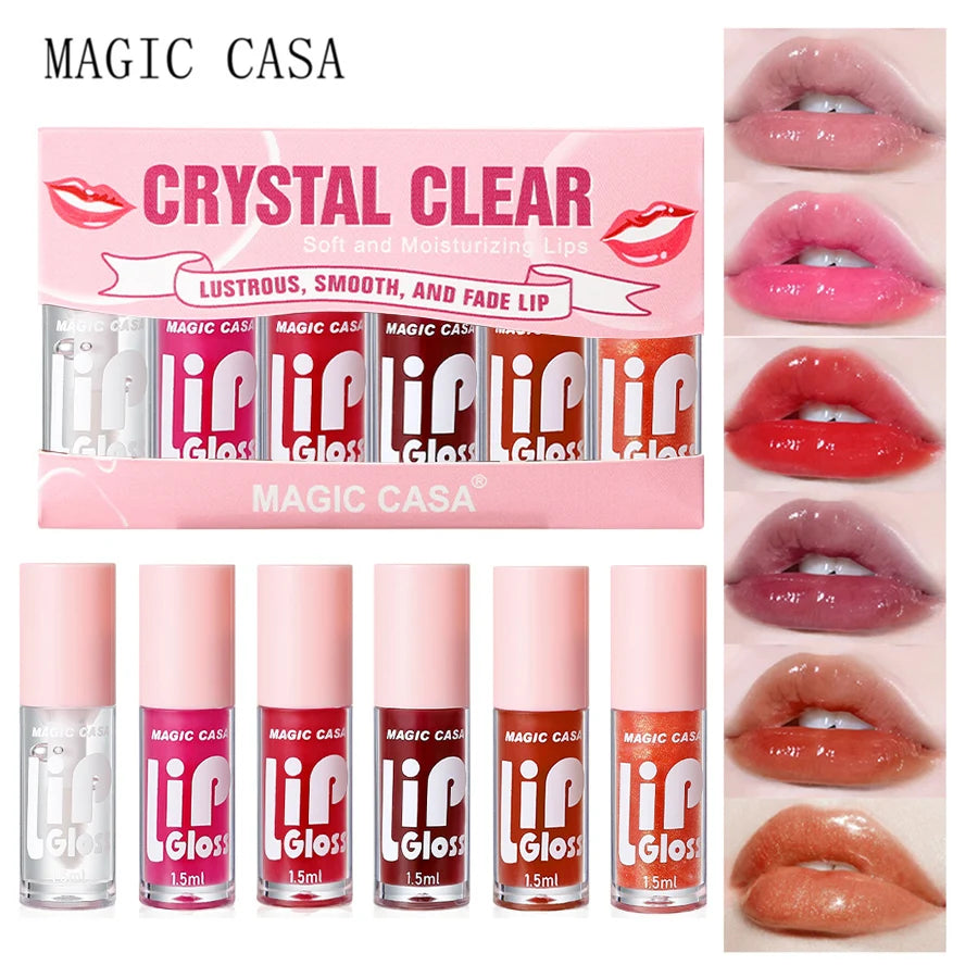 MAGIC CASA 6 piece hydrating jelly lip oil set for long lasting moisturizing shine