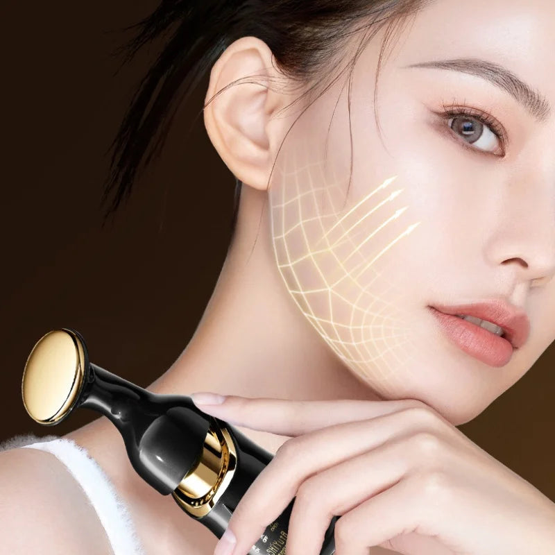 Microcurrent face and neck lifting device with ergonomic dolphin design for wrinkle reduction
