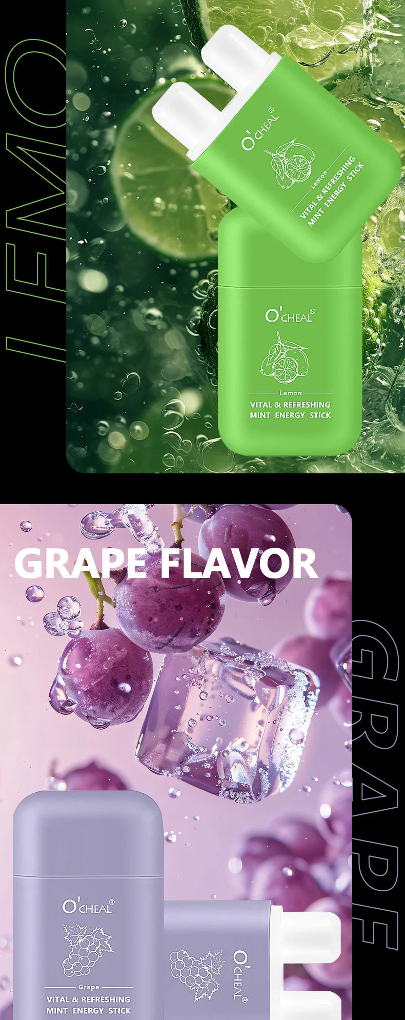 Amzzonstore O'cheal Energy Stick with double hole design, fresh mint scent, energizing vapor inhaler for fatigue relief and refreshment.