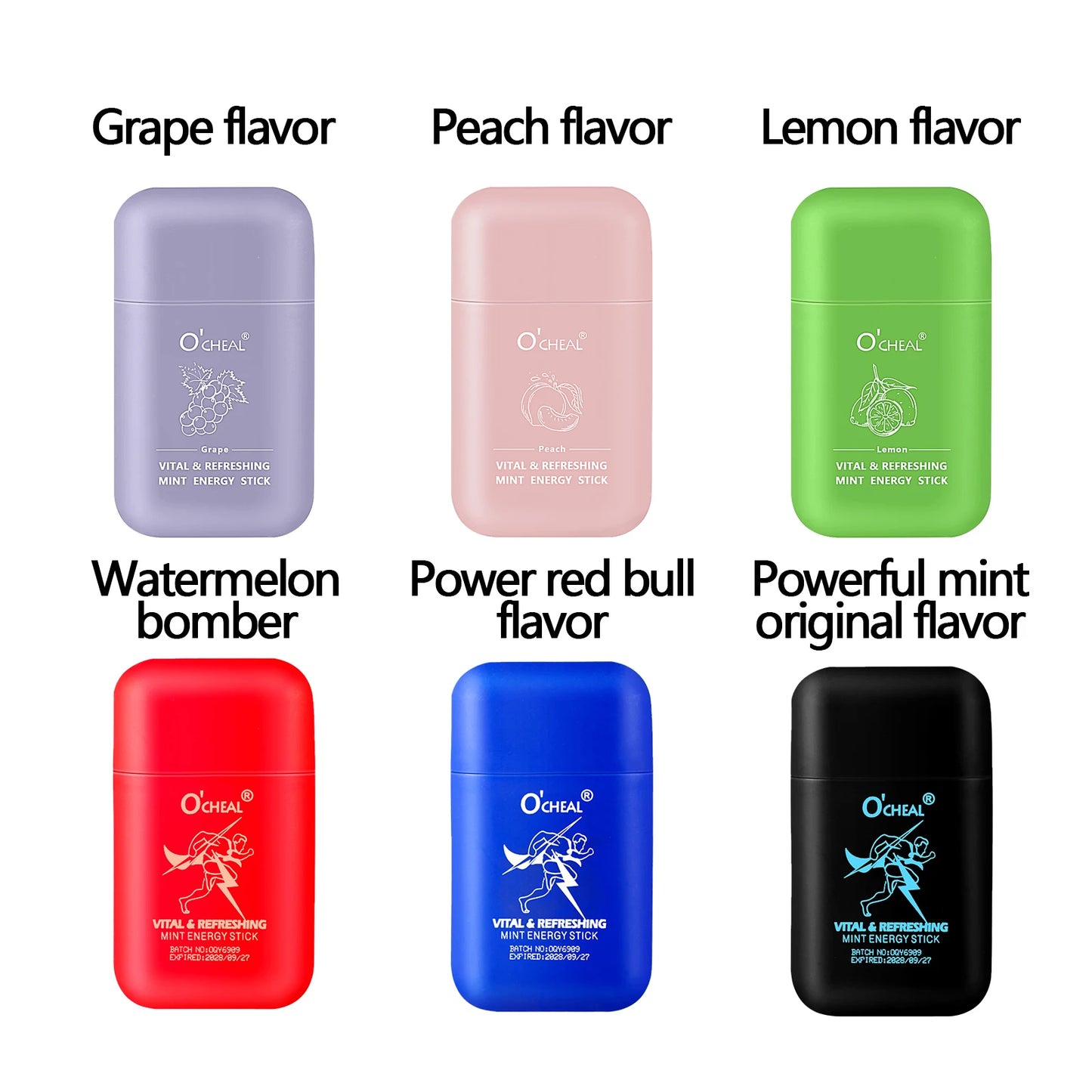 Amzzonstore O'cheal Energy Stick with double holes, fresh mint scent, portable energizing vapor inhaler for fatigue relief.