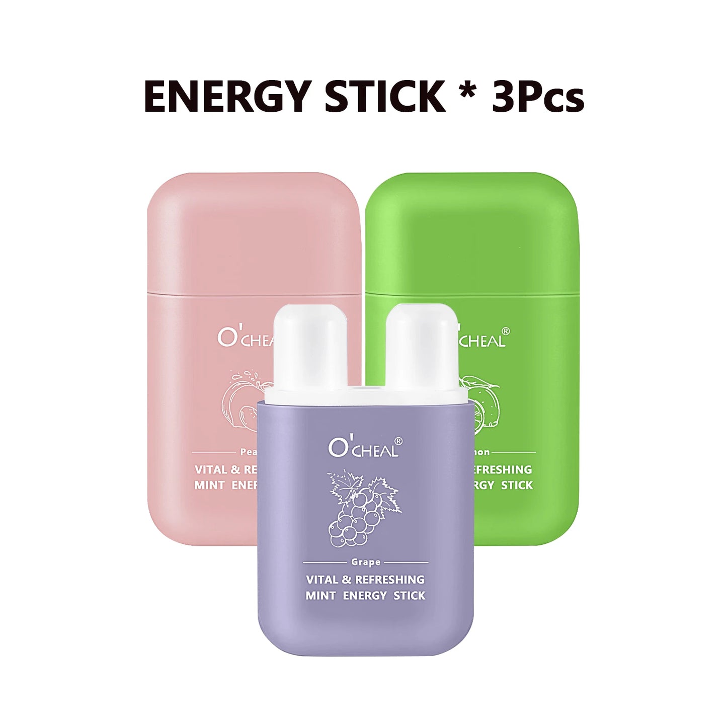 Amzzonstore O'cheal Energy Stick with double holes, fresh mint scent, energizing vapor inhaler for fatigue relief and revitalization.