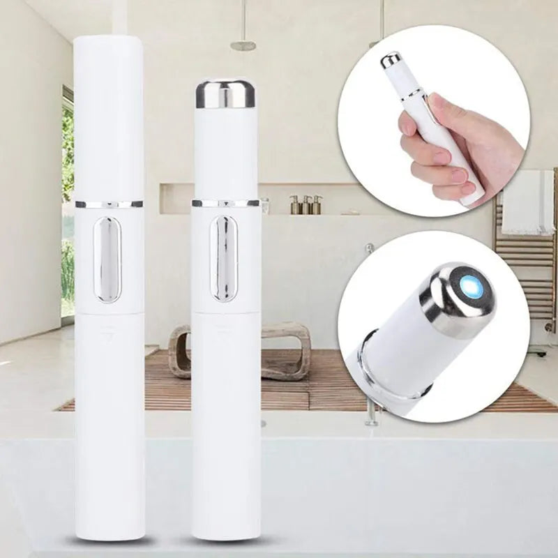 Amzzon.store electric eye massager wand with blue light therapy for anti-aging, dark circles, and eye bags in a sleek design.