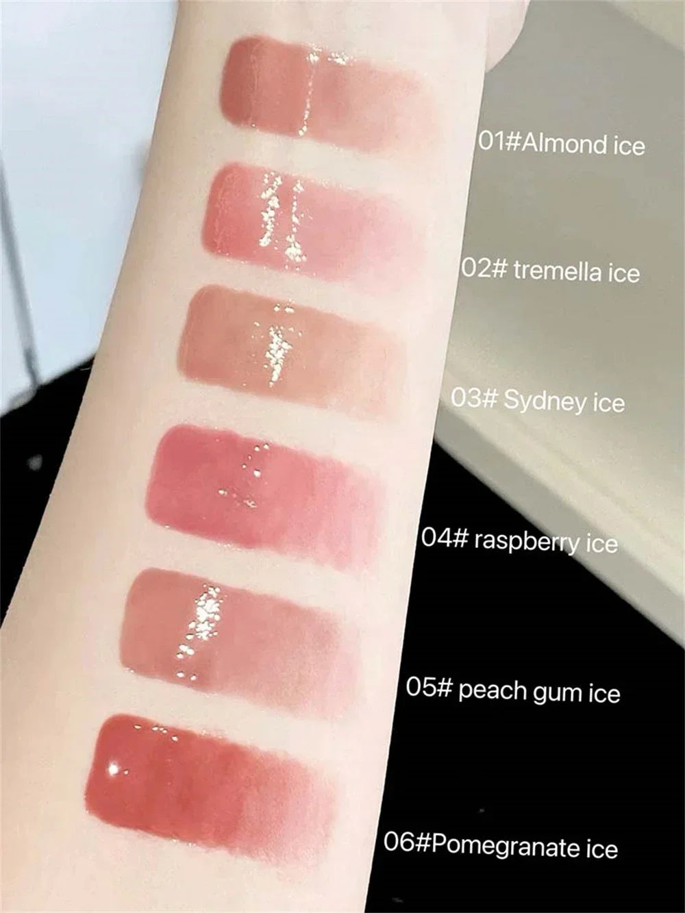 Metal head ice diamond essence lip tint with mirror and water light glass finish, moisturizing and plumping lip gloss by amzzonstore