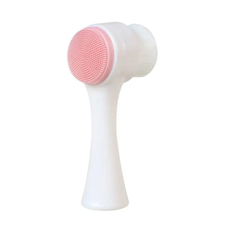 3D double-sided silicone facial cleansing brush by amzzon.store, showing textured silicone surfaces for gentle face exfoliation and pore cleaning