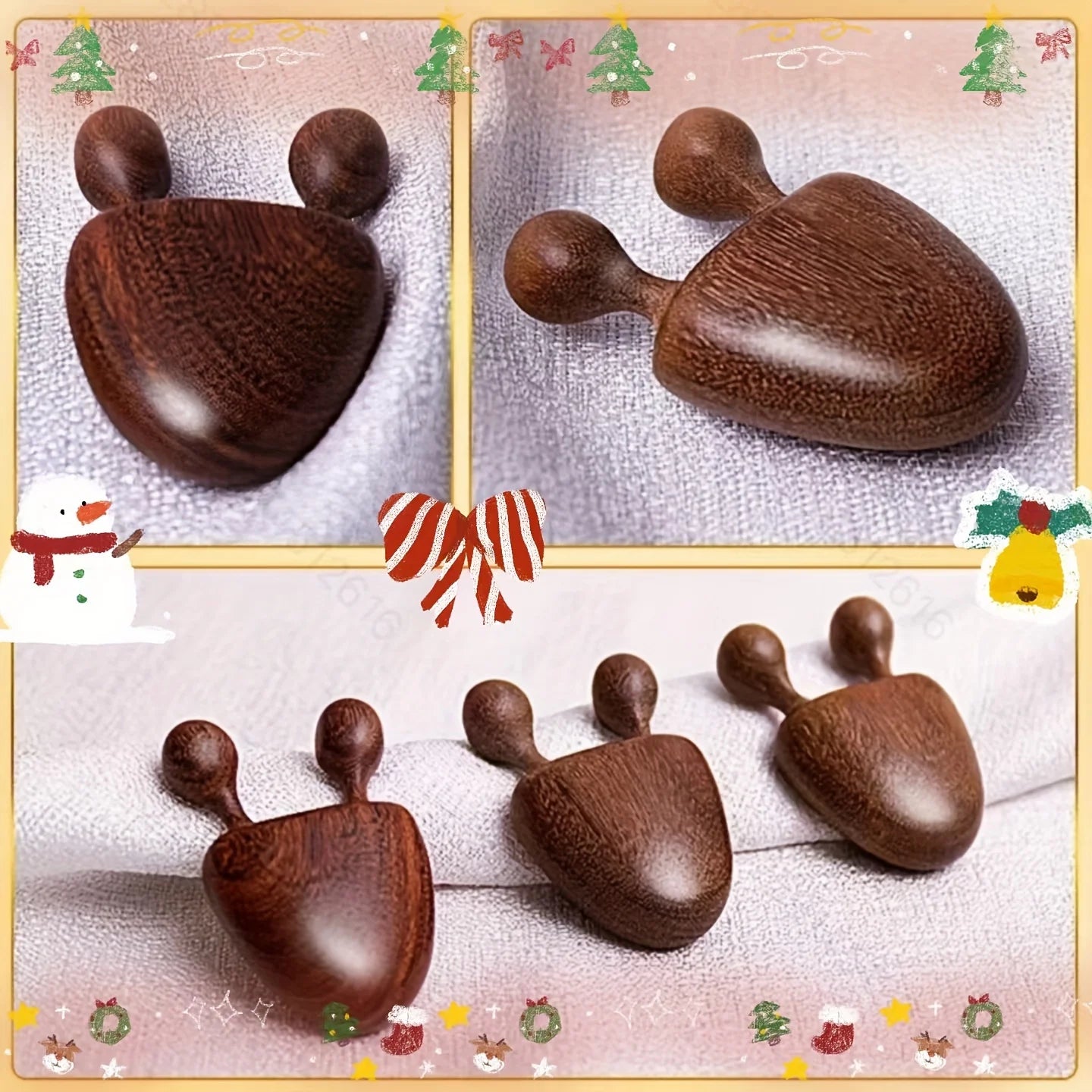Sandalwood face and nose massager by amzzonstore featuring a snail-shaped design for facial meridian massage and eye relief.