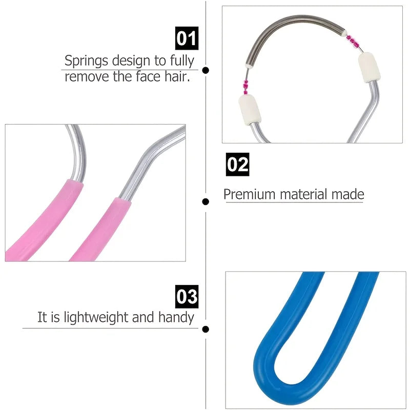 Portable facial epilator for women by amzzonstore, removing unwanted hair on upper lip, chin, and face with a handheld spring roller design.