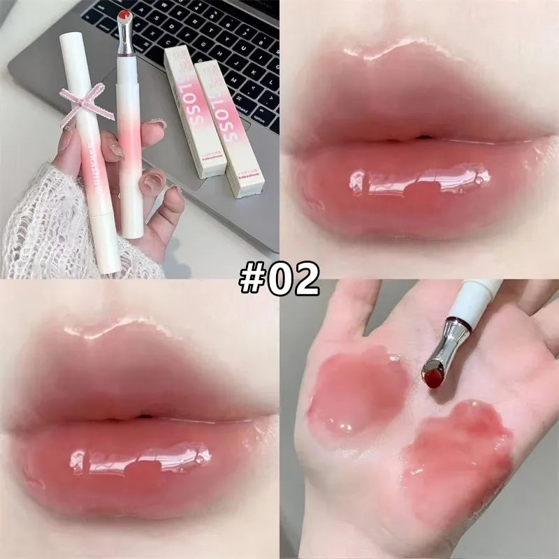 Metal Head Ice Diamond Essence Lip Tint from amzzonstore with water light glass applicator, moisturizing and plumping lip gloss.