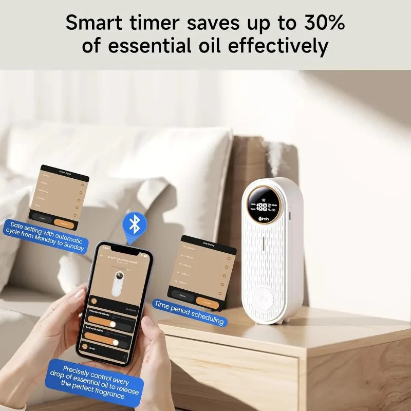 Amzzonstore A71Z intelligent aromatherapy humidifier with sleek design, displaying fragrance and dehumidification features for bedroom use