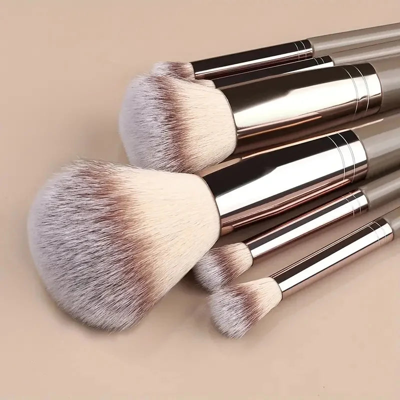 Set of professional 3-20 makeup brushes from amzzonstore including foundation, eyeshadow, concealer, blush, and kabuki brushes.