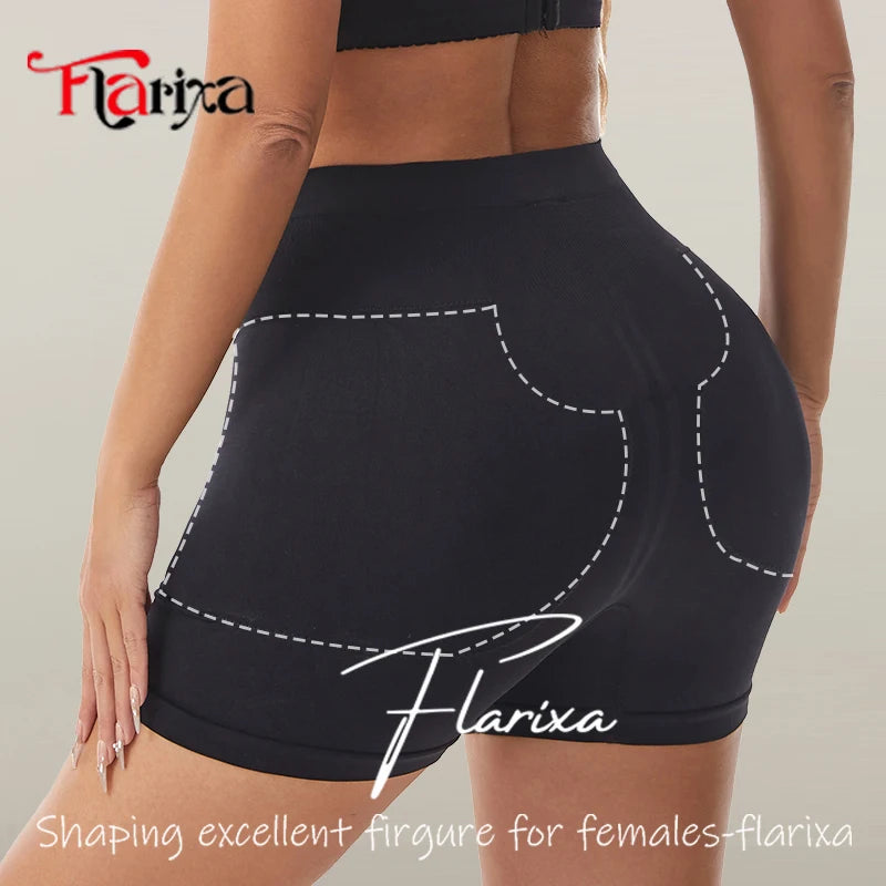 Amzzon.store Flarixa high-waist butt lifter panties with tummy control, removable pads, shaping shorts, and hip dip enhancement.