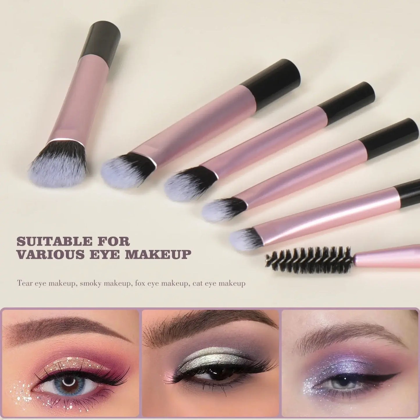 Pink mini makeup brush set with portable palm-sized brushes and puffs, ideal for travel and professional makeup application.