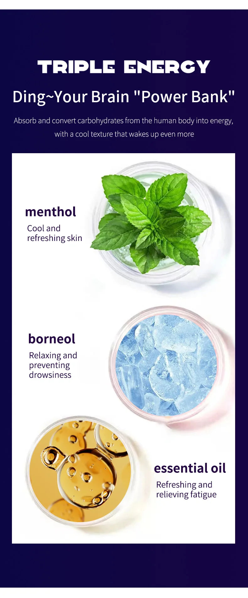O'cheal Energy Stick by amzzonstore with double holes, fresh mint scent, and energizing vapor inhaler for fatigue relief.