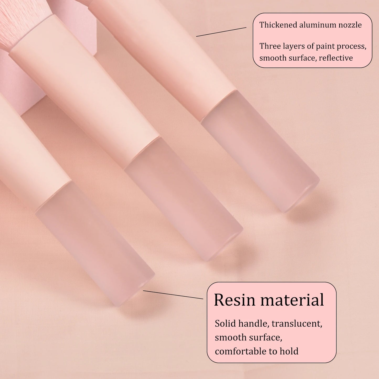 Set of 10 pink mini portable makeup brushes and puffs from amzzonstore, ideal for travel and professional makeup application.
