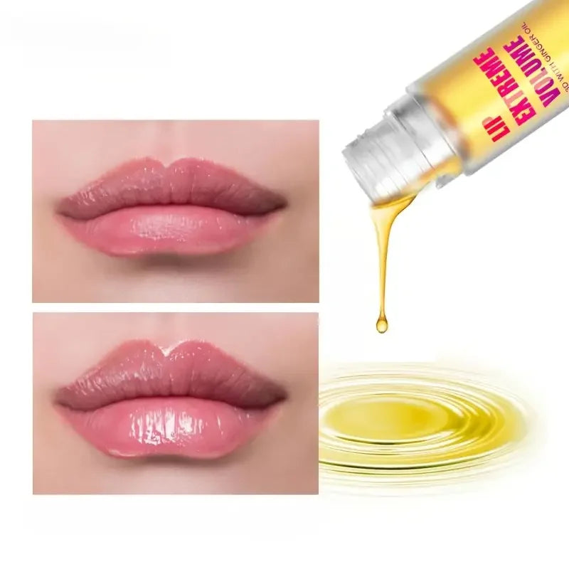 Ginger and mint lip plumper oil and serum for fuller, smoother lips with a radiant, youthful appearance.