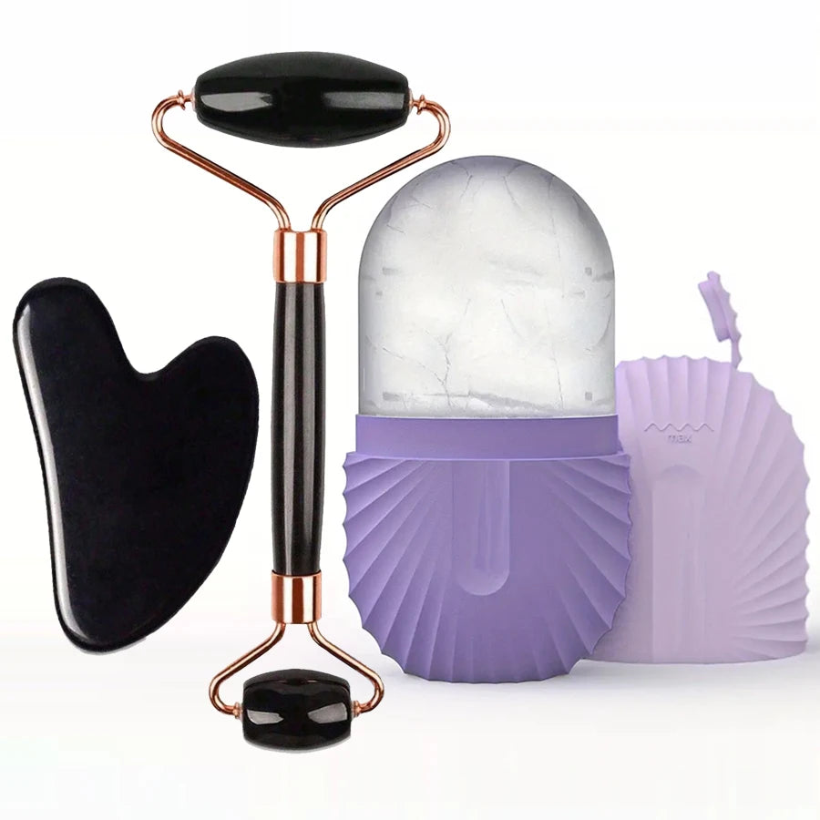 Set of 1-3 ice face rollers and GuaSha facial massage tools from amzzonstore for skincare, lifting, and contouring.