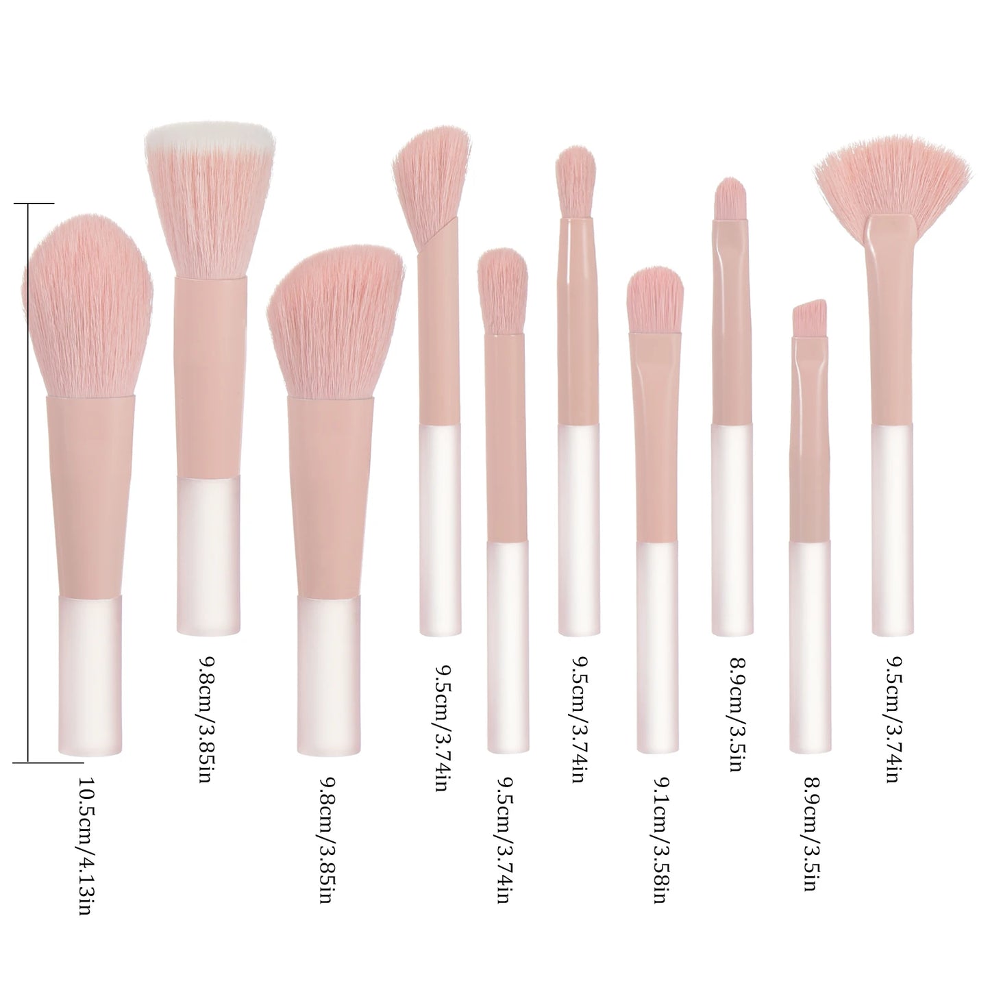 Set of 10 pink mini travel makeup brushes and puffs from amzzonstore, compact professional makeup tool set for on-the-go application.
