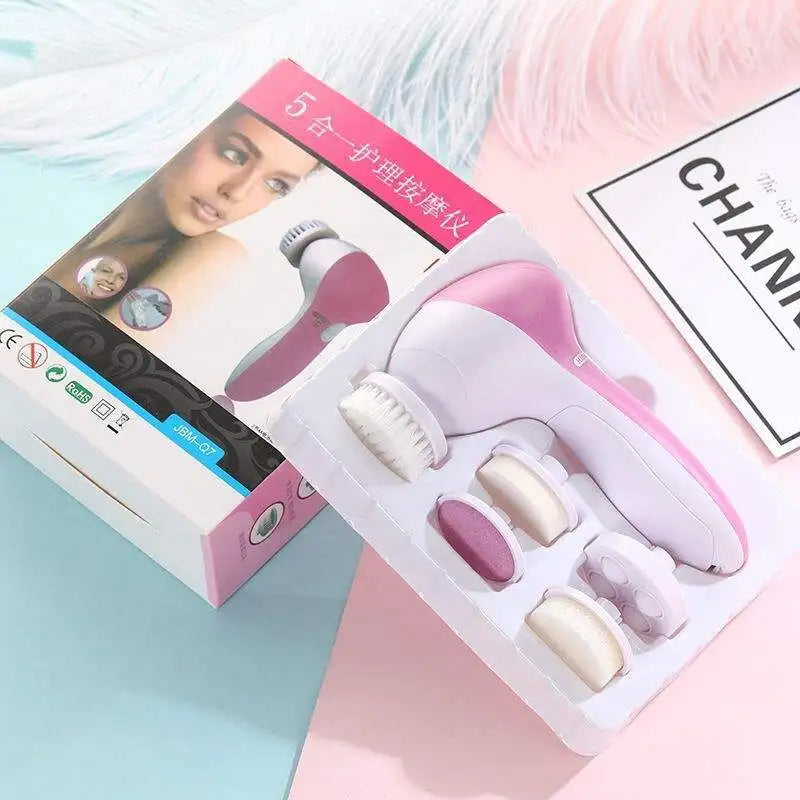 amzzon.store 5-in-1 electric facial cleansing brush set with waterproof face scrubber and blackhead cleaner for deep pore cleansing