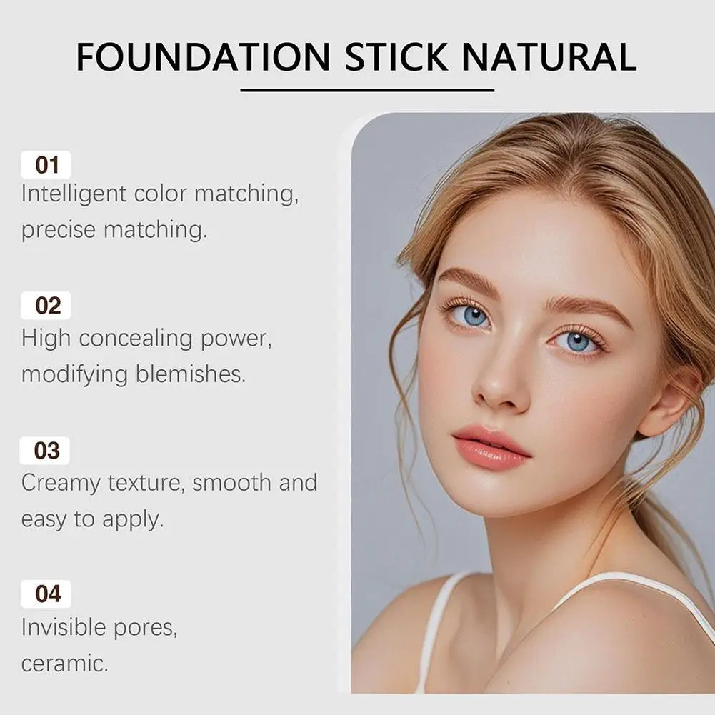 Amzzonstore 2-in-1 color-changing foundation stick with liquid, lightweight, moisturizing, and brightening formula for all skin types