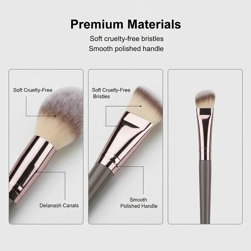 Set of professional 3-20 makeup brushes with soft, fluffy foundation, eyeshadow, concealer, blush, and kabuki brushes for women.