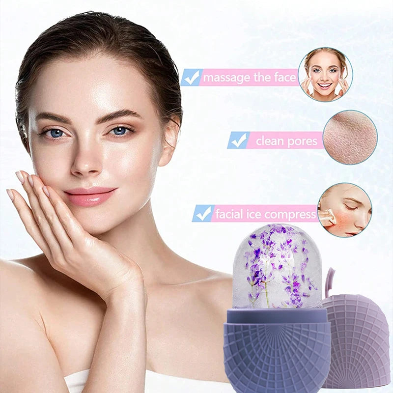 Silicone ice roller for face and eyes by amzzonstore, cooling, reusable facial skin care tool with leak-proof design