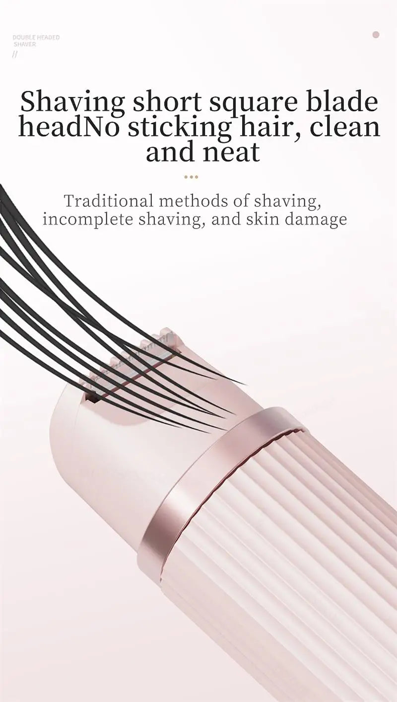 Pink and purple waterproof electric razor for women, bikini trimmer, face shaver, and body hair removal for underarms and legs.
