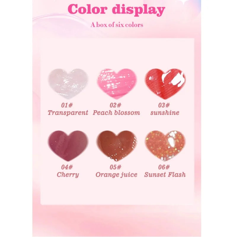 Set of six glass mirror lip glosses including hydrating shimmer lip glaze and plumping lip oil from amzzon.store