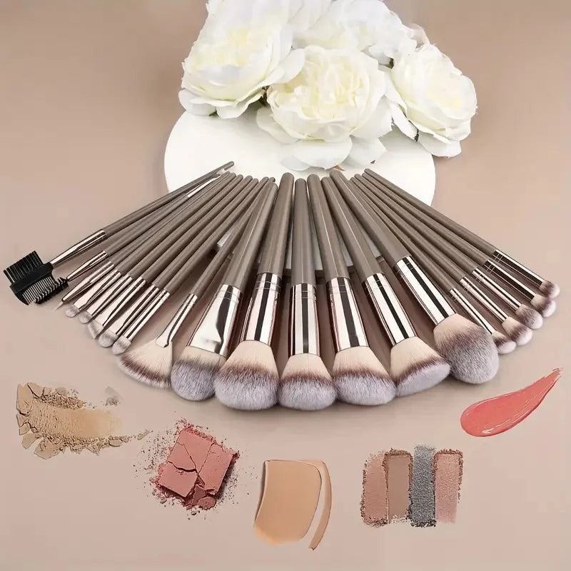 Set of 3-20 professional makeup brushes including foundation, eyeshadow, concealer, blush, and kabuki brushes by amzzonstore.