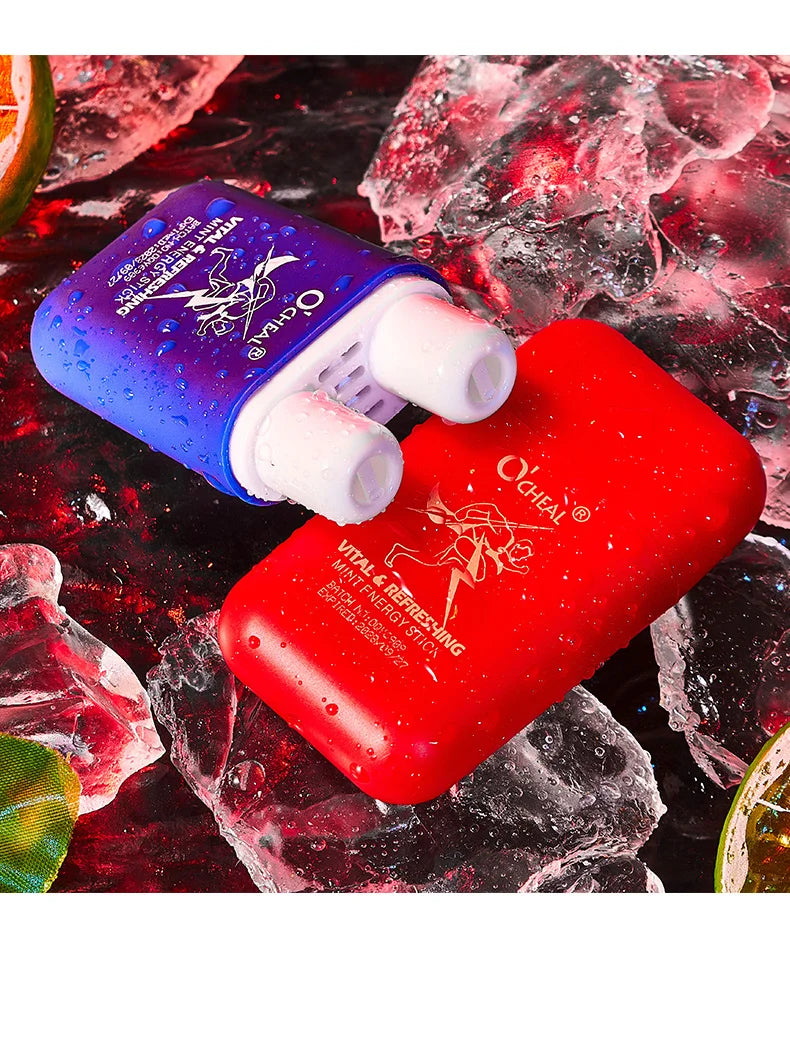 O'cheal Energy Stick from amzzonstore with double holes, fresh mint scent, energizing vapors for fatigue relief and refreshment.