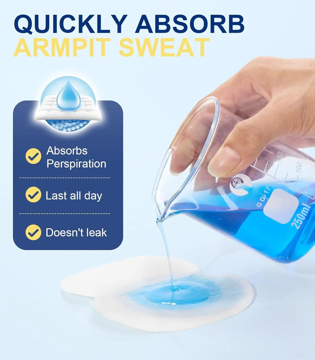 Disposable underarm sweat pads by amzzon.store, showing absorbent, invisible shields for controlling sweat and odor.