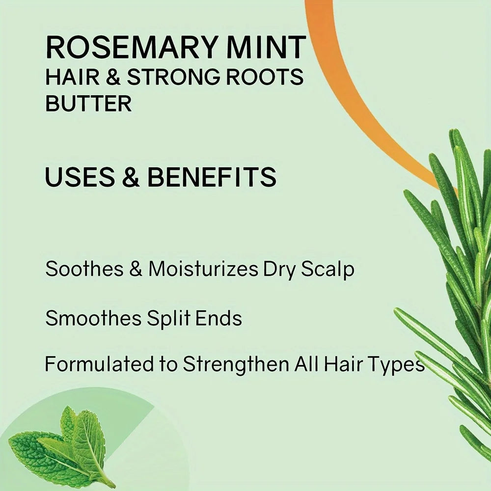 GZE Rosemary Mint Hair Growth Butter by amzzon.store, 100g, natural treatment for strong roots and damaged hair repair.