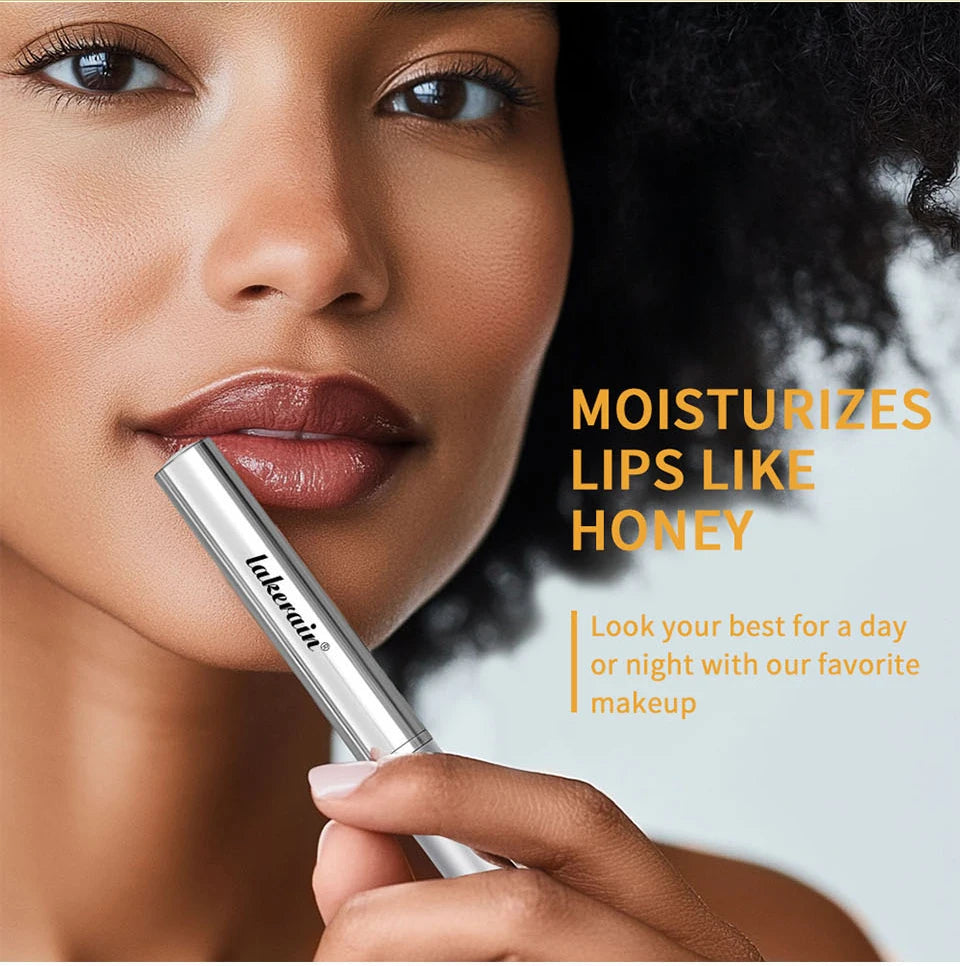 Set of four honey-colored lip balms by amzzonstore, long-lasting moisturizing lipsticks for nourishing and plumping lips.