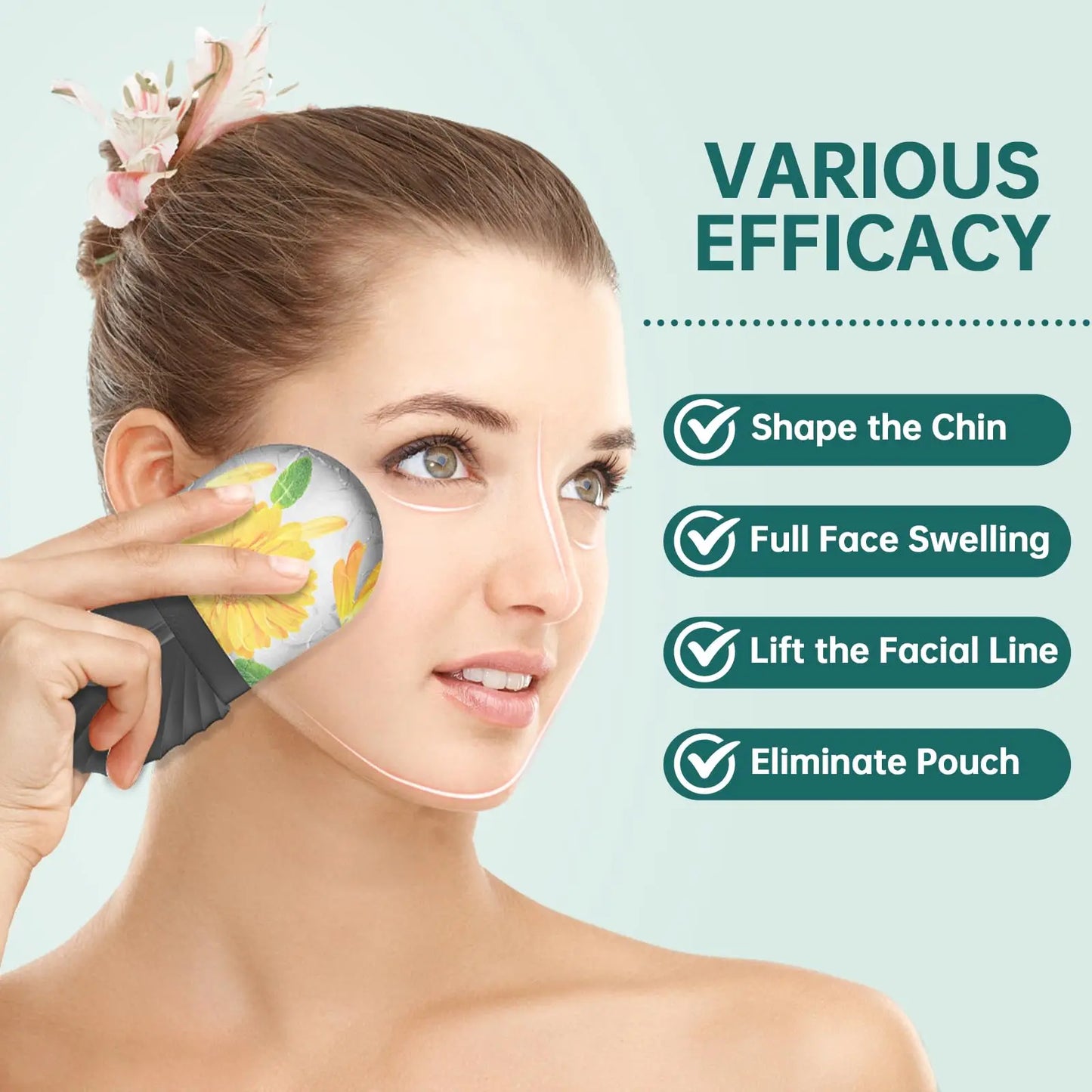 Set of 1-3 ice face rollers and GuaSha face tools by amzzonstore for facial massage, lifting, and contouring skincare.