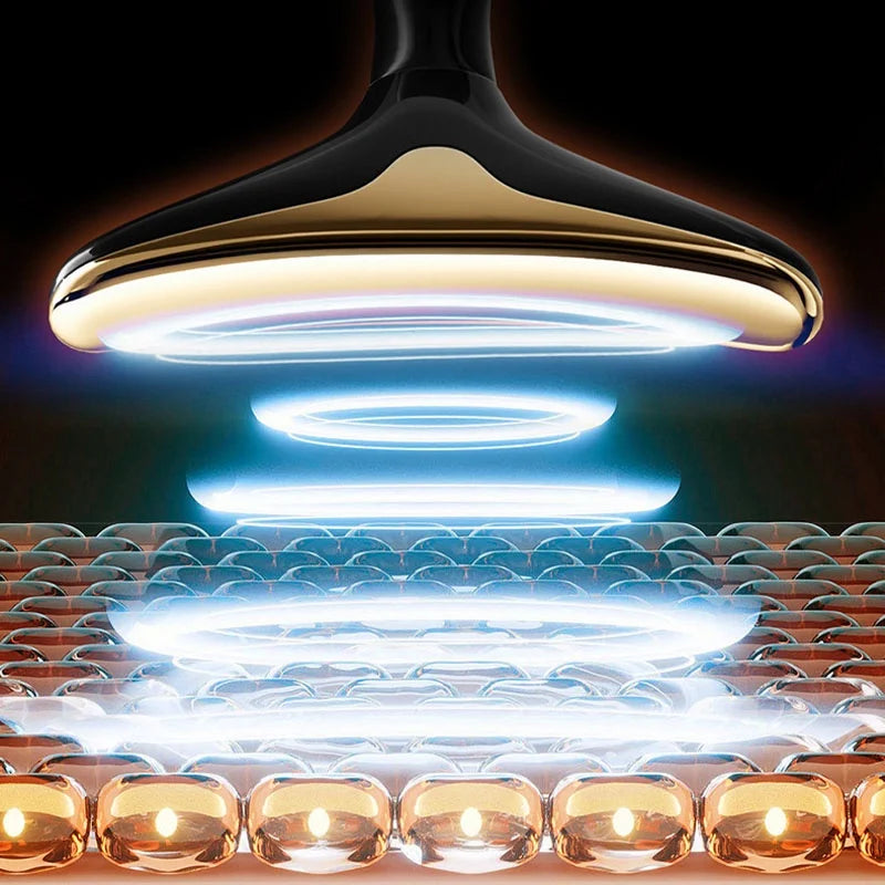 Amzzon.store microcurrent face and neck lifting device with sonic vibration for anti-aging skin rejuvenation and facial cleansing.