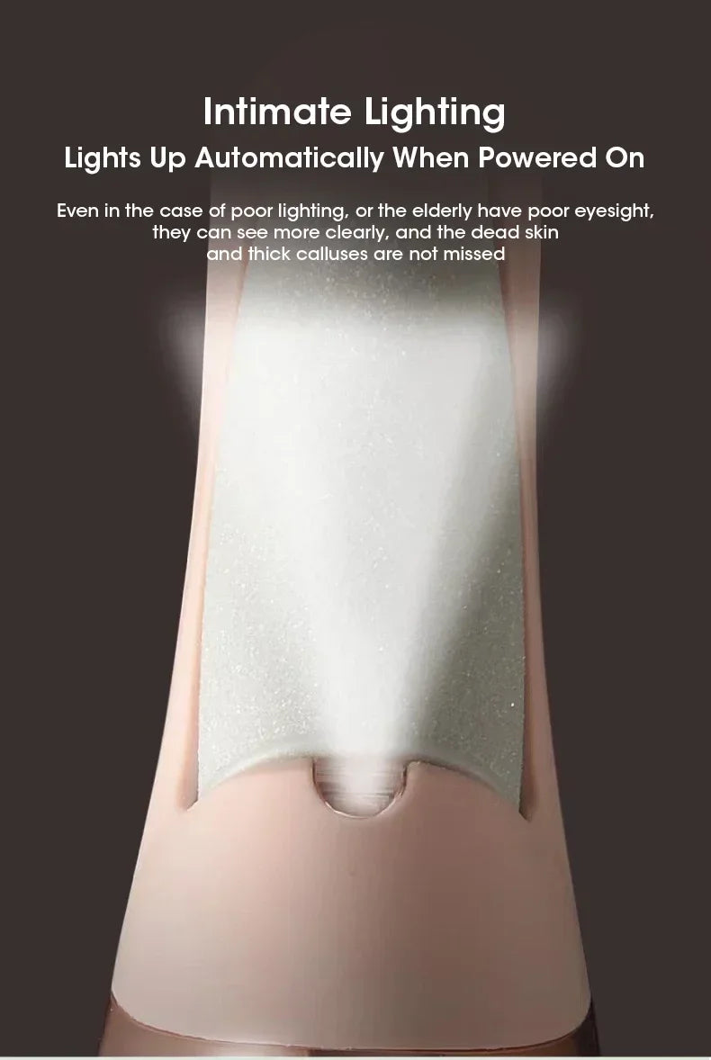 Rechargeable electric callus remover for feet by amzzonstore, waterproof portable foot file and pedicure tool for smooth, soft heels.