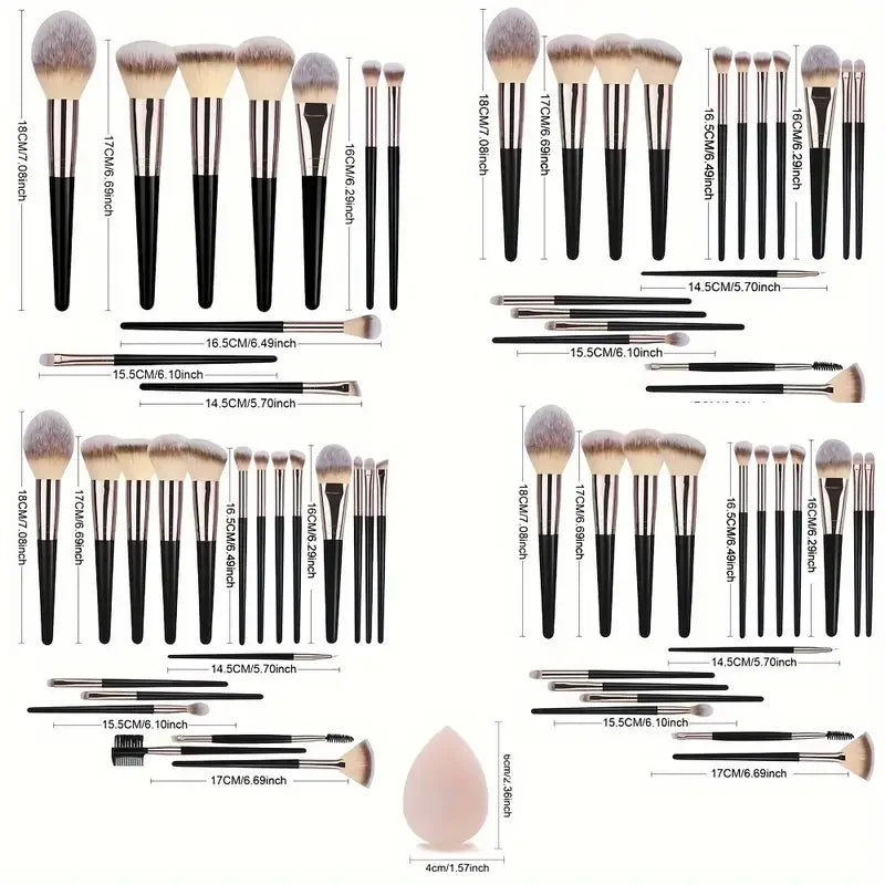 Set of 20 professional makeup brushes including eyeshadow, foundation, concealer, blush, and kabuki brushes from amzzonstore.
