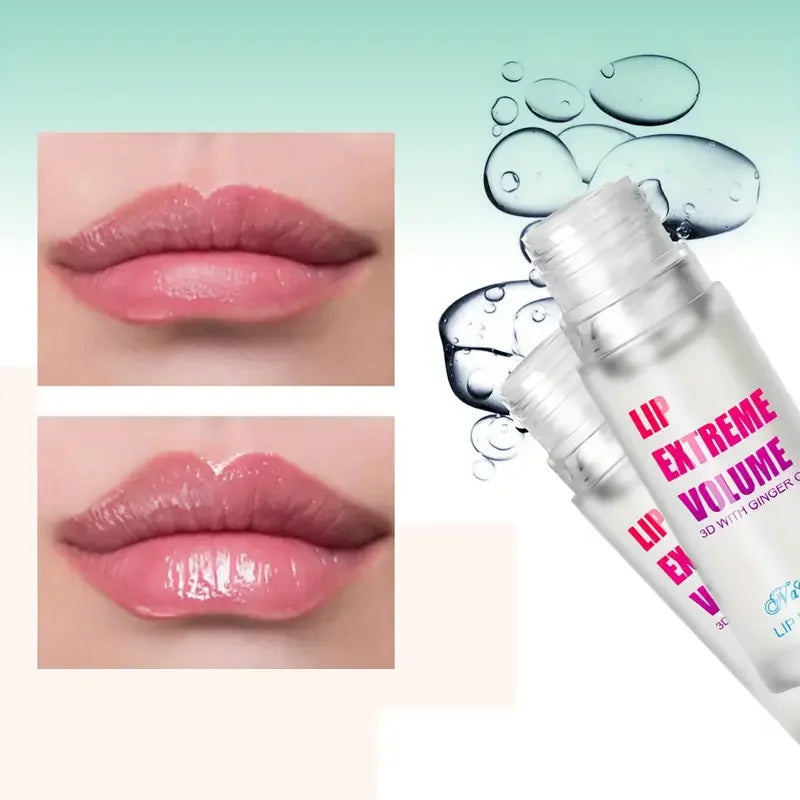 Amzzonstore ginger and mint lip plumper oil and serum, showing a sleek bottle with vibrant ingredients for fuller, youthful lips.