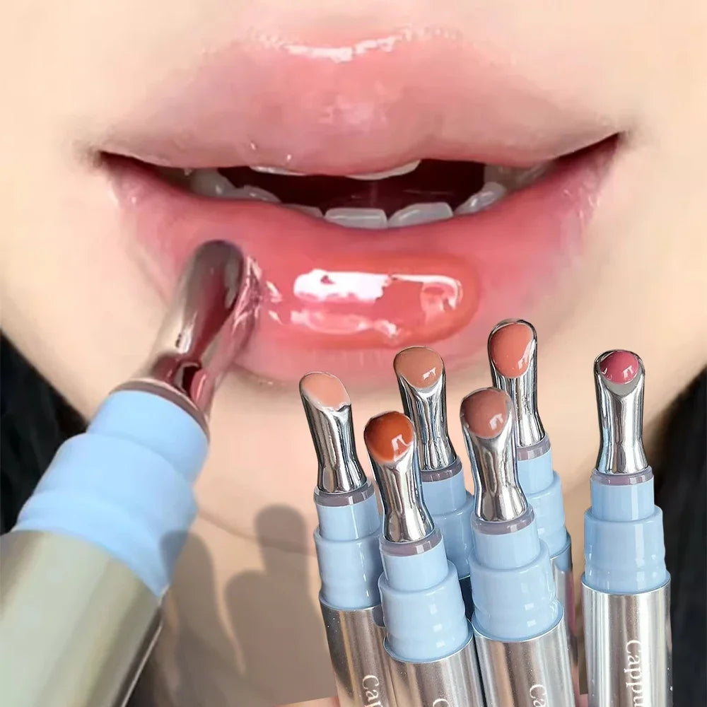 Metal head ice diamond essence lip tint from amzzonstore, featuring a mirror water light glass lip gloss for moisturizing and plumping lips.
