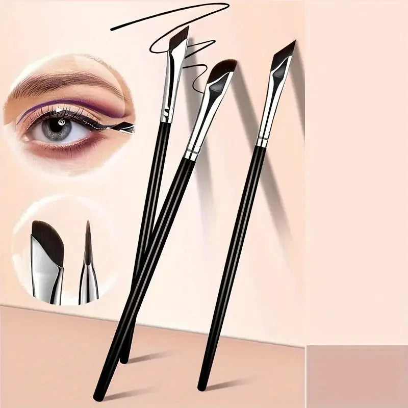 Amzzonstore eyeliner brush set with tilted fine blade for precise application, suitable for all skin types, shown on a white background.