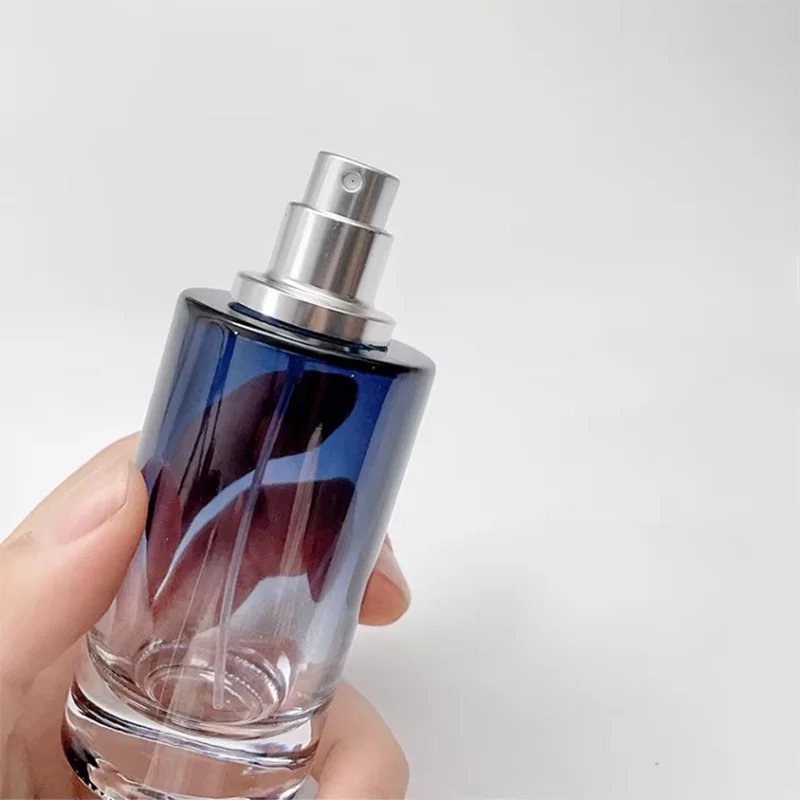Gradient color glass perfume bottle with spray atomizer, portable 30ml travel cosmetic container by amzzonstore.