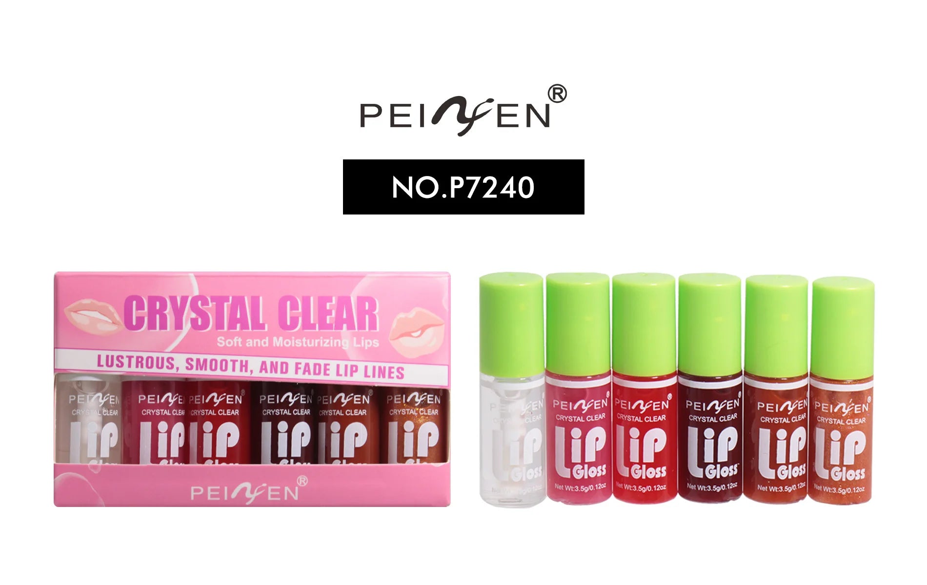 Six-piece glass mirror lip gloss set featuring hydrating shimmer lip glaze and plumping lip oil from amzzon.store
