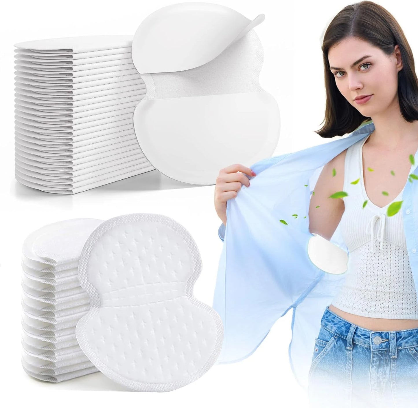 Invisible disposable underarm sweat pads pack for hyperhidrosis and armpit protection.