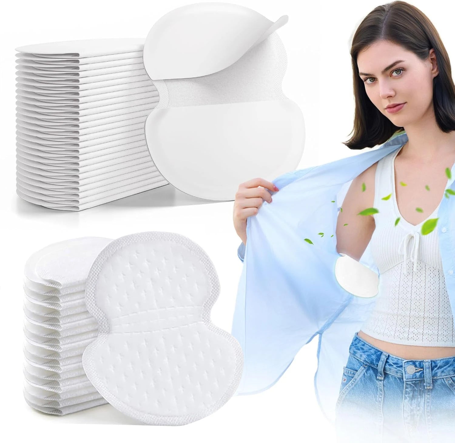 Invisible disposable underarm sweat pads pack for hyperhidrosis and armpit protection.