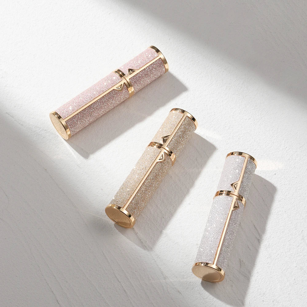 Refillable 5ML leather travel perfume atomizer with spray nozzle, compact and portable for carrying favorite fragrances.