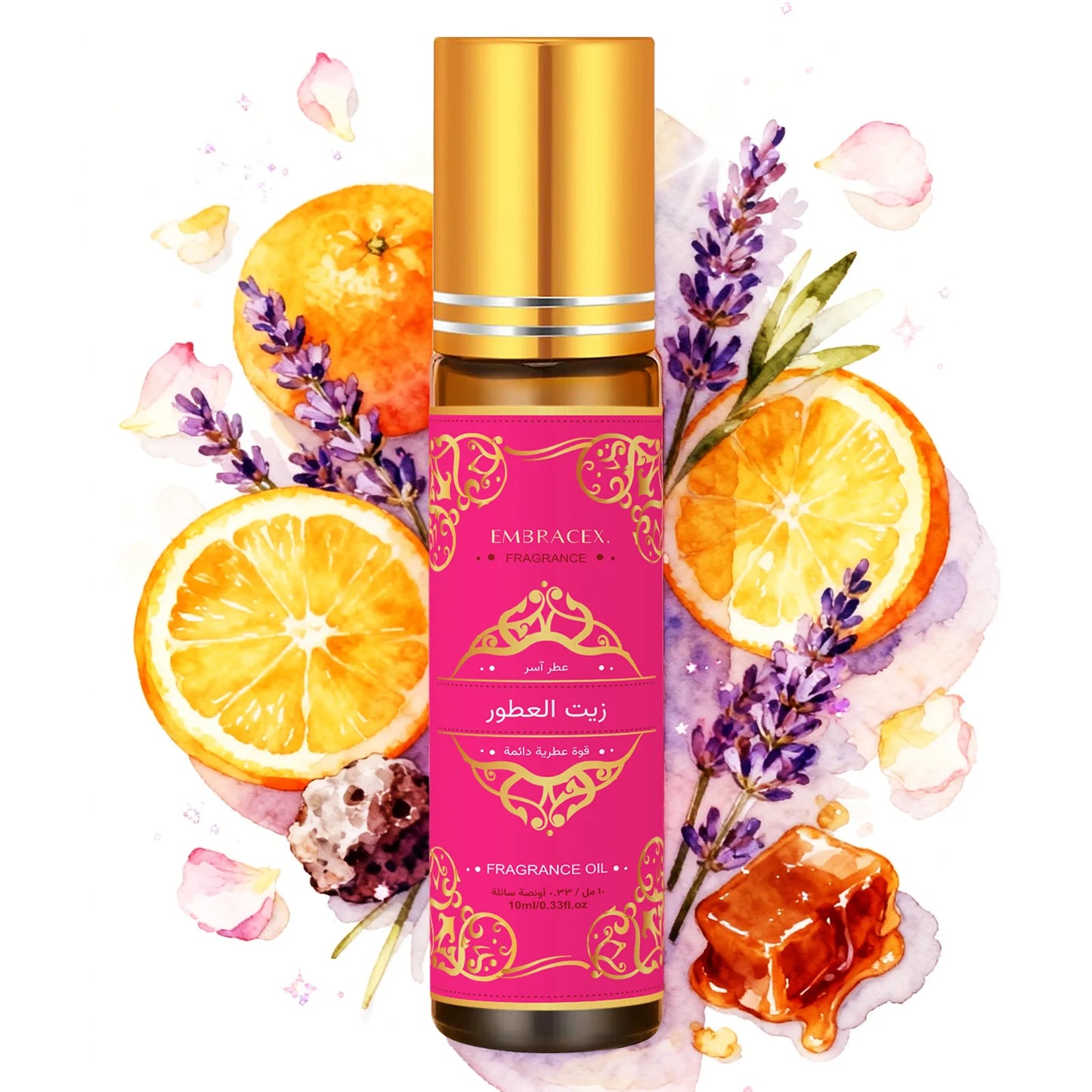 Embracex essential oils set with 10ml roller perfumes and aromatherapy oils in a gift box, suitable for diffusers and skincare.