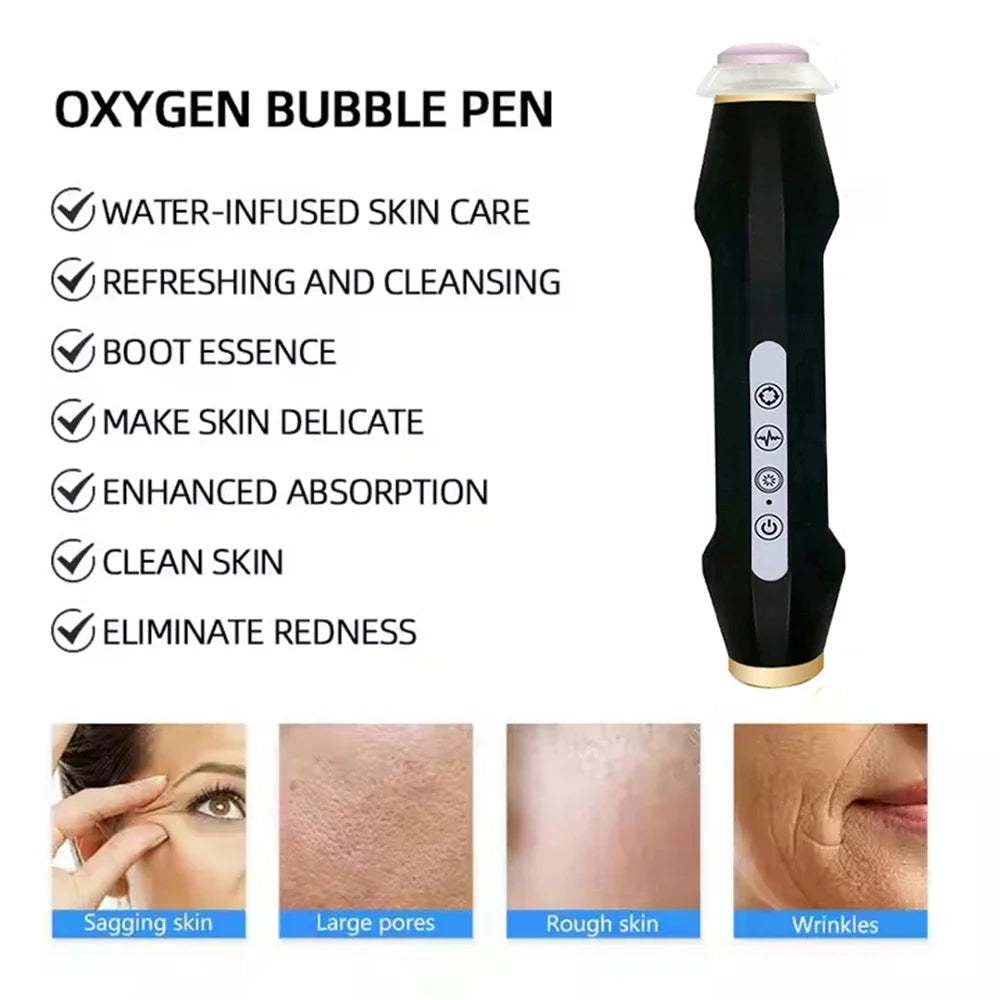 Portable CO2 oxygen bubble pen by amzzonstore, handheld facial exfoliating device with rechargeable design for SPA skincare.