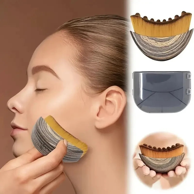 Wooden facial lymphatic drainage brush for contouring and anti-puffiness massage, used in skincare and facial cleansing routines.