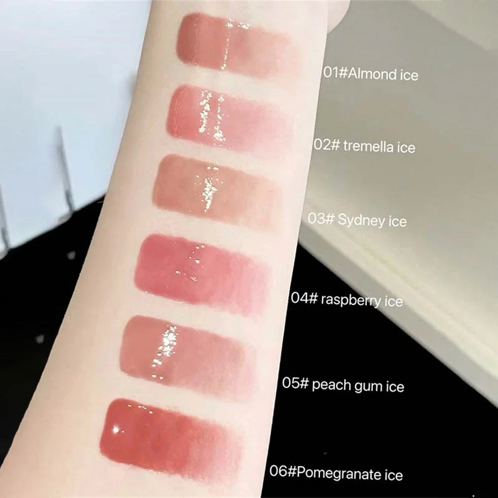 Metal head ice diamond essence lip tint with mirror and water light glass lip gloss, moisturizing and plumping lip care by amzzonstore